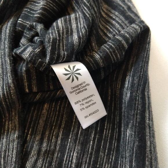 Athleta Tulip Charcoal Dress Size L New Heather Stripe Gray Stretch Ruched - Picture 6 of 8